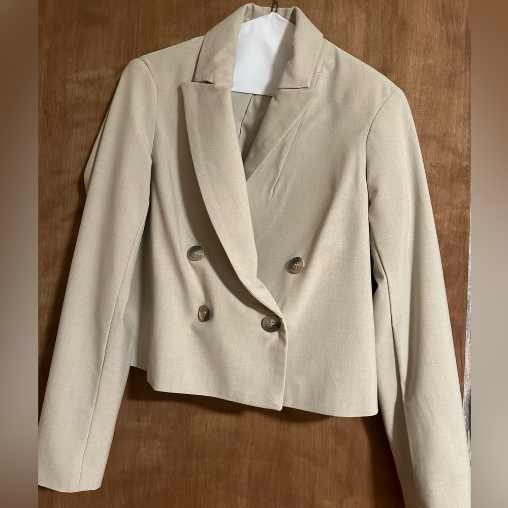 JOIE cropped blazer tan